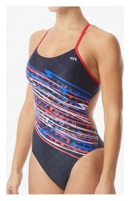 TYR Victorious Cutoutfit Zwempak Rood Wit Blauw 4 TYR Victorious Cutoutfit Zwempak Rood Wit Blauw - Afbeelding 2